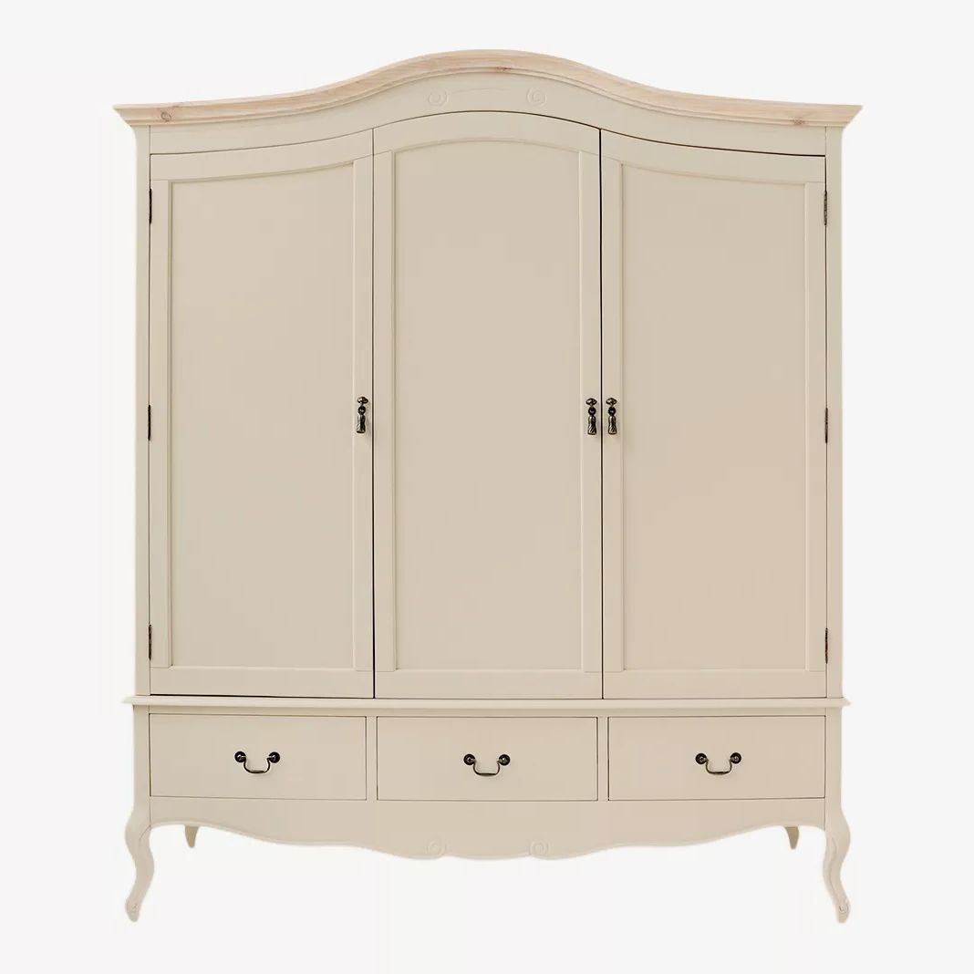 Juliette Champagne Triple Freestanding Wardrobe | French Style | Furniture .co.uk In French Shabby Chic Wardrobes (Gallery 3 of 20)