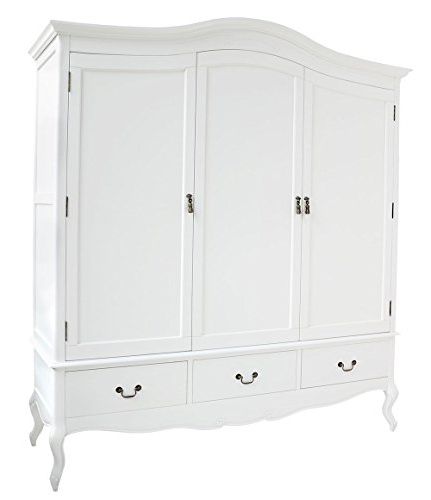 Juliette Shabby Chic White Triple Wardrobe With Hanging Rails, Shelves And  Deep Drawers, Stunning Large 3 Door Wardrobe With Regard To Large Shabby Chic Wardrobes (View 14 of 20)
