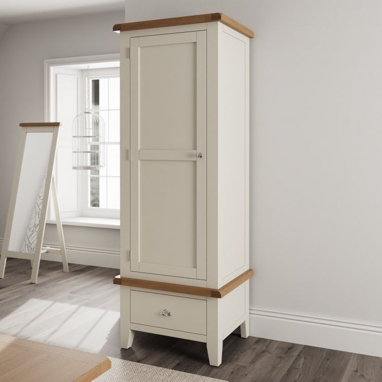 Kettering White Bedroom Single Wardrobe | The Clearance Zone Within Single Wardrobes With Drawers And Shelves (View 5 of 20)