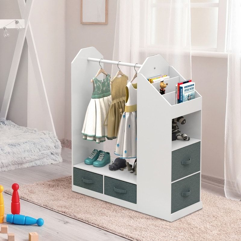 Kids Costume Organizer Open Hanging Armoire Closet With Mirror – Bed Bath &  Beyond – 36262830 Intended For Kids Dress Up Wardrobes Closet (View 16 of 20)