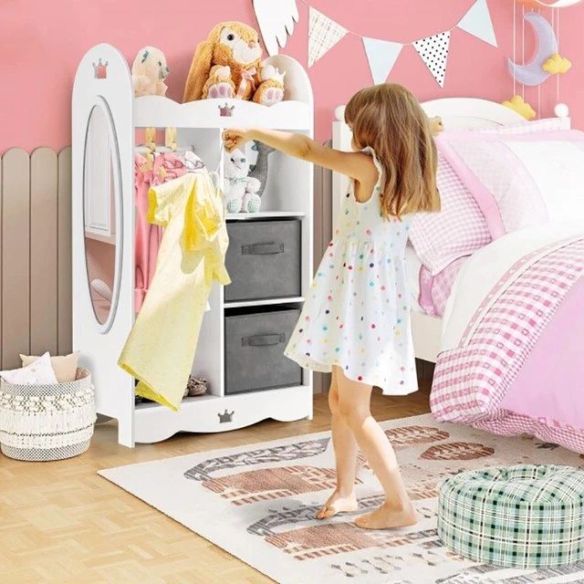 Kids Dress Up Storage Costume Closet With Mirror And Toy Bins Bedroom  Storage Cabinet Wardrobe Clothes Storages Home Furniture – Aliexpress Pertaining To Bedroom Wardrobes Storages (Gallery 10 of 20)