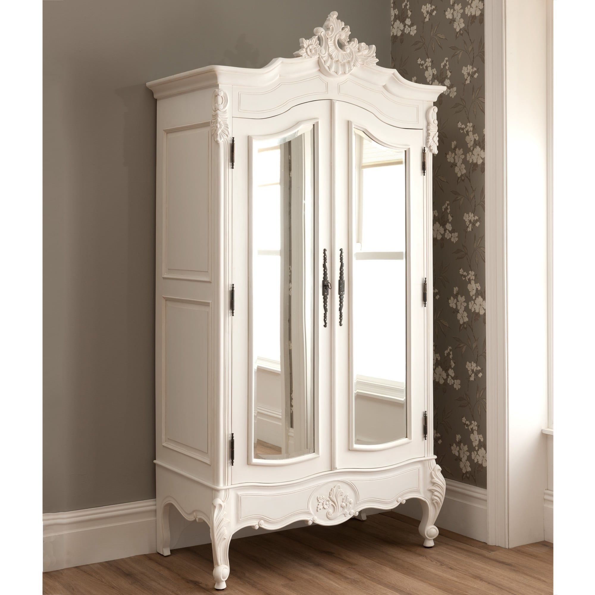 La Rochelle Antique French Mirrored 2 Door Wardrobe For Ornate Wardrobes (View 2 of 20)