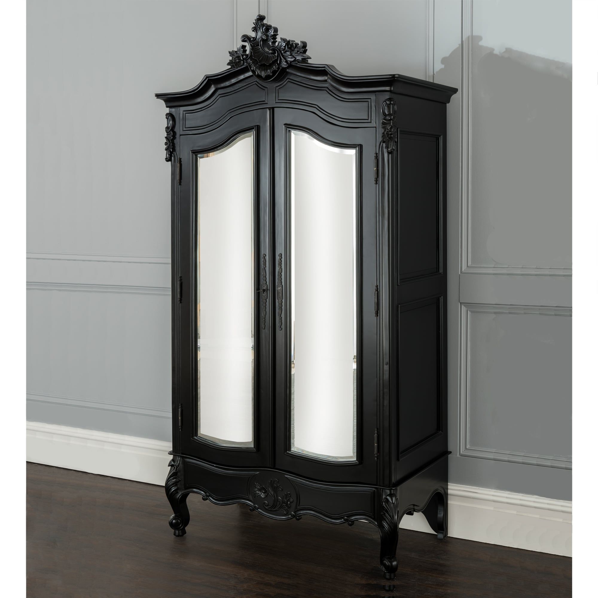 La Rochelle Antique French Wardrobe | Black Furniture Collection Inside Black French Style Wardrobes (View 6 of 20)