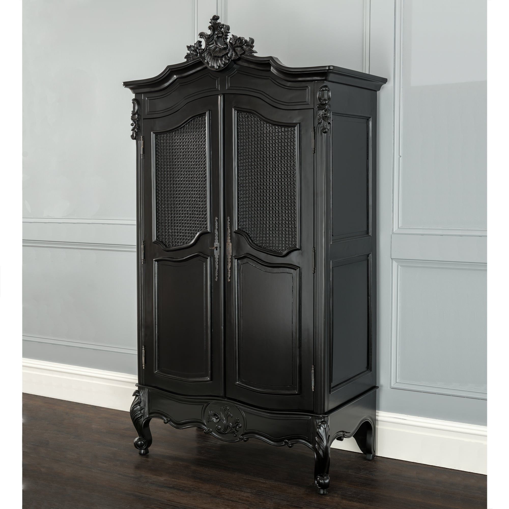La Rochelle Antique French Wardrobe | Black Painted Furniture Within Black French Style Wardrobes (View 5 of 20)