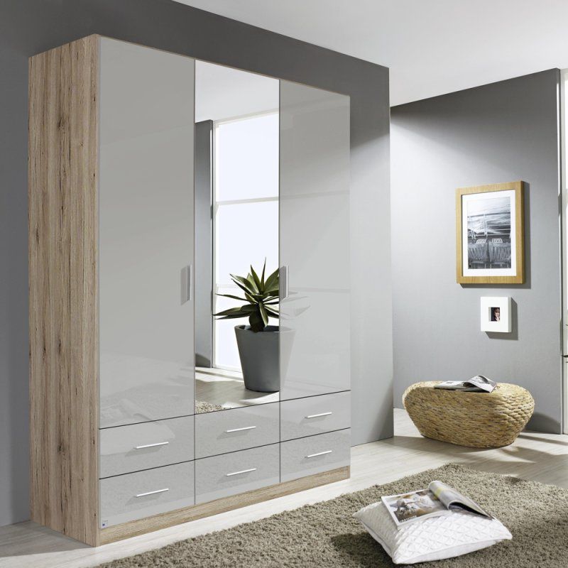 Laguna 3 Door 6 Drawer Mirrored Wardrobe – Glasswells Within White 3 Door Mirrored Wardrobes (View 12 of 20)