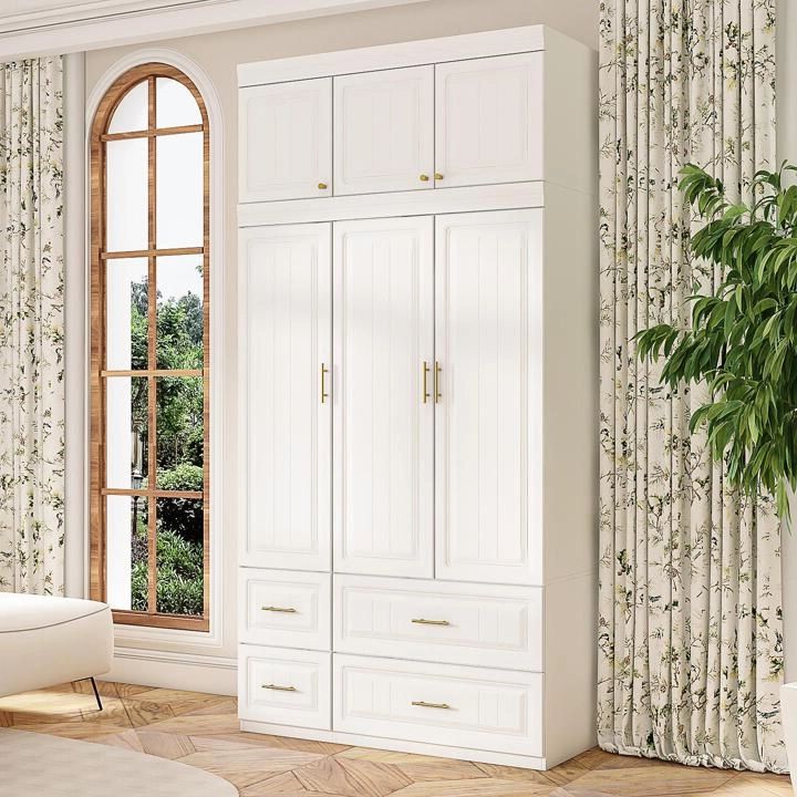 Large Armoire Combo Wardrobes Closet Storage Cabinet White | Shein Usa In Large White Wardrobes With Drawers (View 11 of 20)
