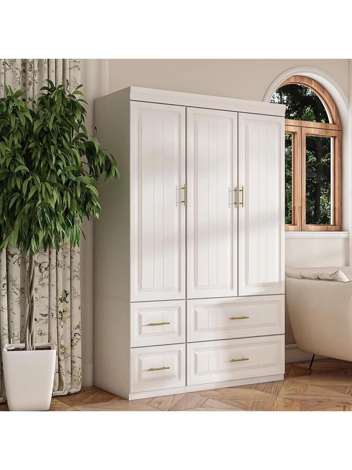 Large Armoire Combo Wardrobes Closet Storage Cabinet White | Shein Usa Regarding Large White Wardrobes With Drawers (View 15 of 20)