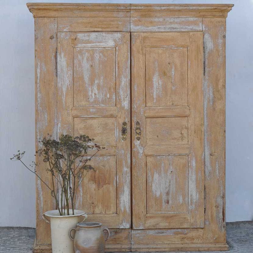 Large French Antique Pine Wardrobe – Home Barn Vintage For Antique French Wardrobes (View 8 of 20)