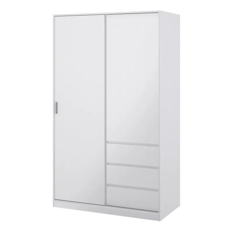 Large Tall Naia White Gloss Wardrobe Sliding Door 3 Drawers Bedroom  Wardrobes | Ebay Within Tall White Wardrobes (View 10 of 20)