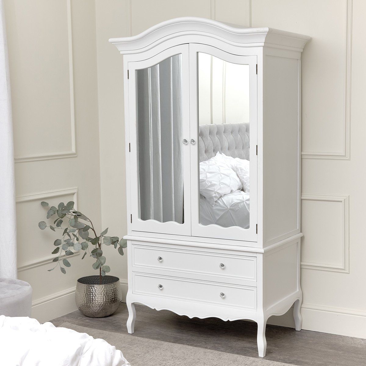 Large White Double Mirrored Wardrobe – Victoria Range In Large Shabby Chic Wardrobes (View 12 of 20)