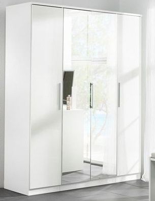 Large White High Gloss Bedroom Wardrobe 4 Door – Homegenies Within Tall White Gloss Wardrobes (View 10 of 20)