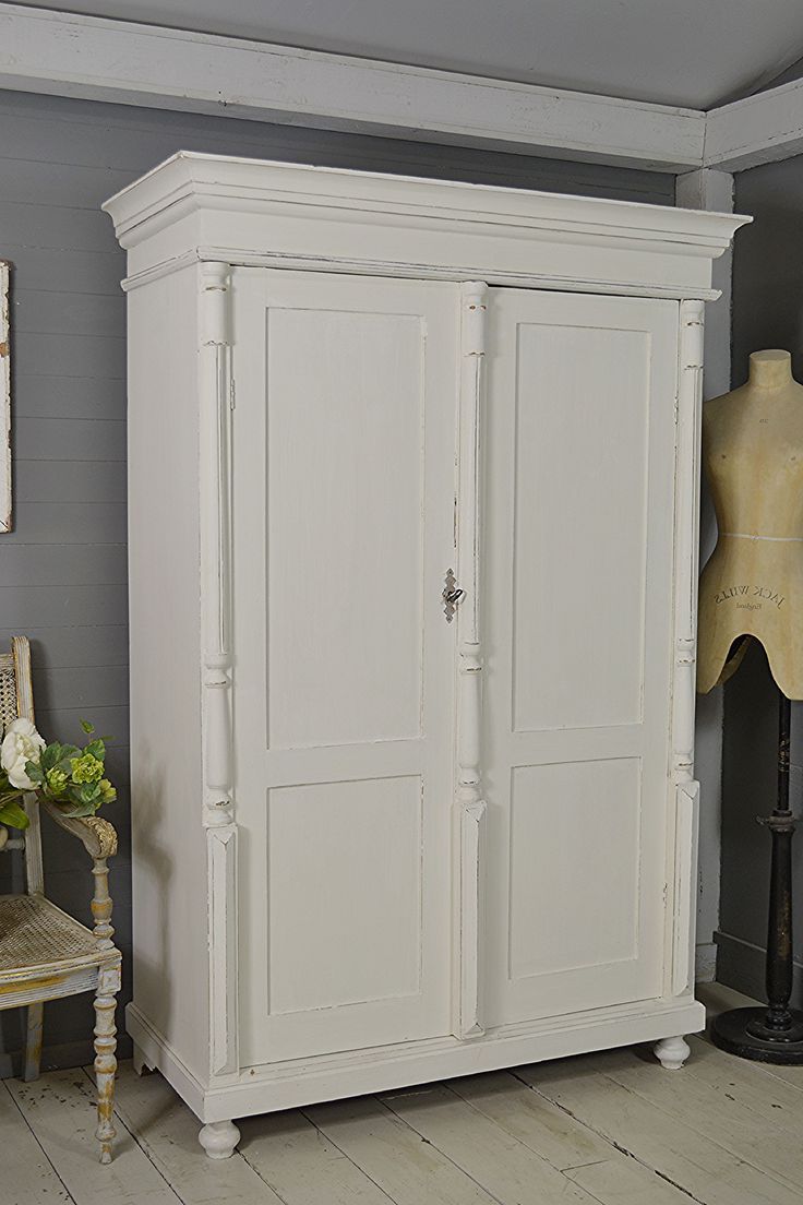 Large White Rustic Dutch Column Fronted Wardrobe | Shabby Chic Wardrobe,  White Wardrobe Bedroom, Wardrobe In Large Shabby Chic Wardrobes (View 4 of 20)