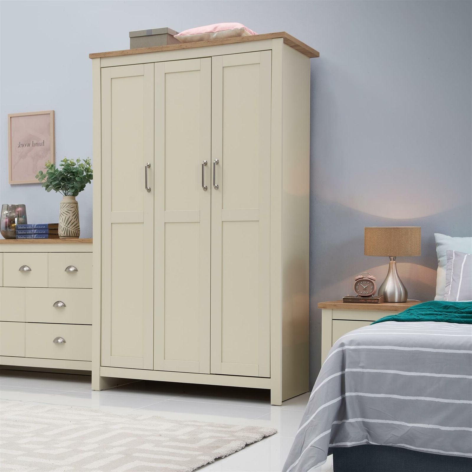 Lisbon 3 Door Triple Wardrobe In Cream – Bedroom Furniture Storage Cupboard  | Ebay Intended For Cream Wardrobes (View 18 of 20)