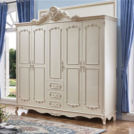 Living Room Antique Ivory White Mdf Wooden Furniture Classic Vintage Royal  Bedroom Sets Wardrobe – China Walk In Closet, Modern Clothes Walk In Closet  | Made In China Pertaining To White Vintage Wardrobes (View 7 of 20)