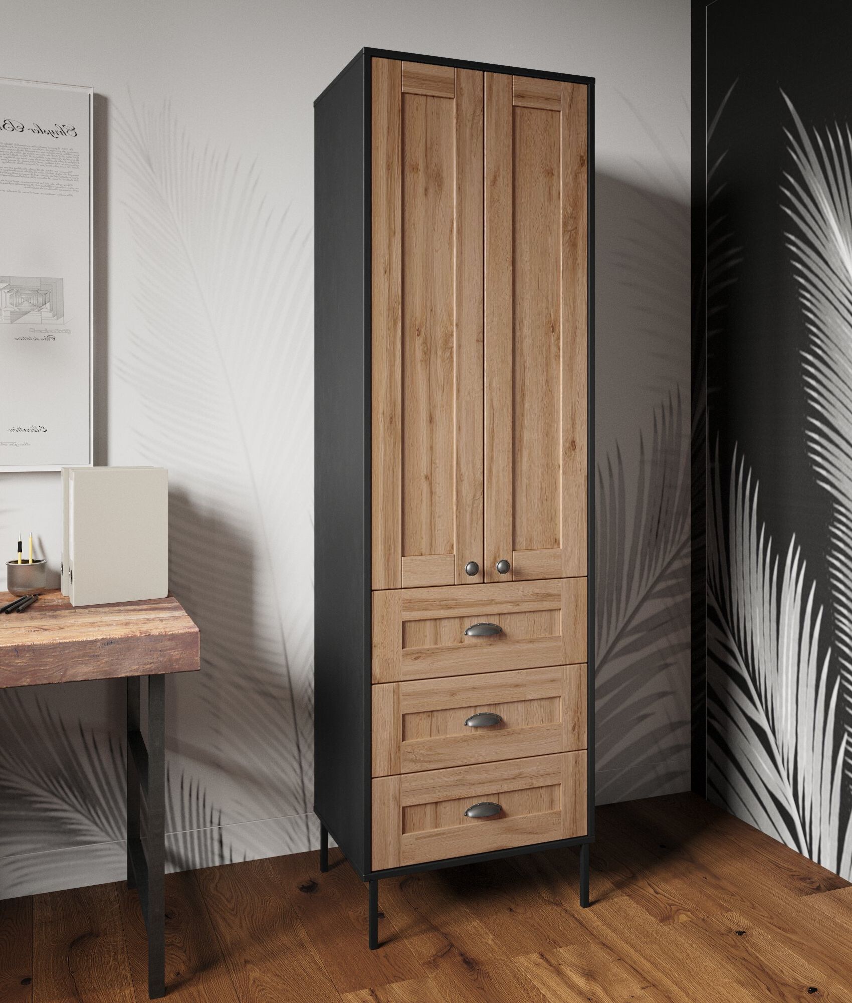 Loon Peak® Aarie Manufactured Wood Armoire & Reviews | Wayfair Intended For Single Oak Wardrobes With Drawers (Gallery 8 of 20)