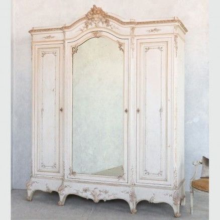 Louis Xv Style White Cream And Gold Gilt Antique Armoire $16, (View 15 of 20)