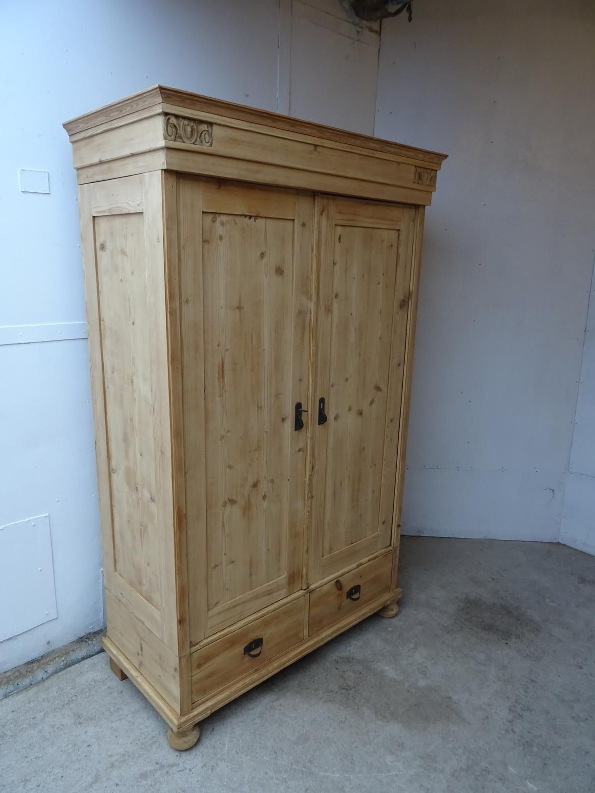 Lovely Victorian Antique Pine 2 Door Knockdown Wardrobe To Wax / Paint |  Antique Furniture For Sale, Linen Cupboard, Antique Pine Dresser Intended For Victorian Pine Wardrobes (View 15 of 20)