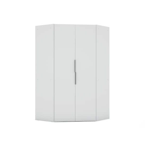 Luxor Ramsey 2.0 White Corner Wardrobe Closet 115hd1 – The Home Depot Pertaining To 1 Door Corner Wardrobes (Gallery 1 of 20)