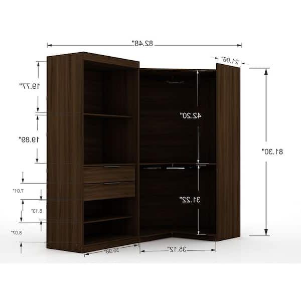 Luxor Ramsey 3.0 Brown Sectional Corner Wardrobe Closet (set Of 2) 117hd2 –  The Home Depot For Oak Corner Wardrobes (Gallery 3 of 20)