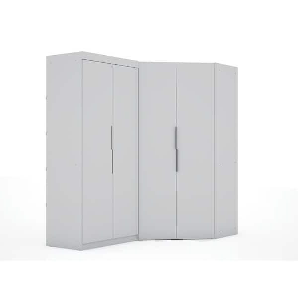 Luxor Ramsey 3.0 White Sectional Corner Wardrobe Closet (set Of 2) 117hd1 –  The Home Depot Pertaining To Corner Wardrobes (Gallery 3 of 20)