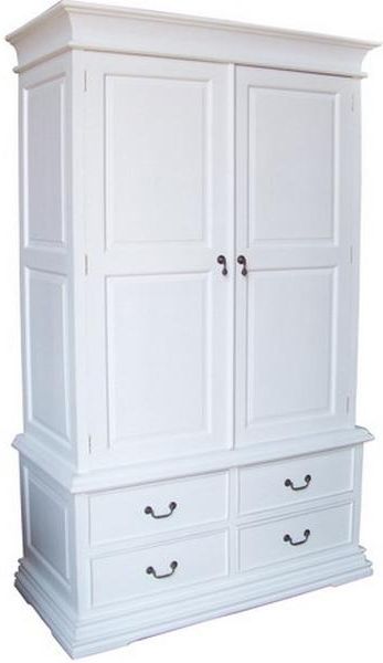 Mahogany Sleigh Wardrobe With 4 Drawers In Antique White Pertaining To White Wood Wardrobes With Drawers (View 17 of 20)