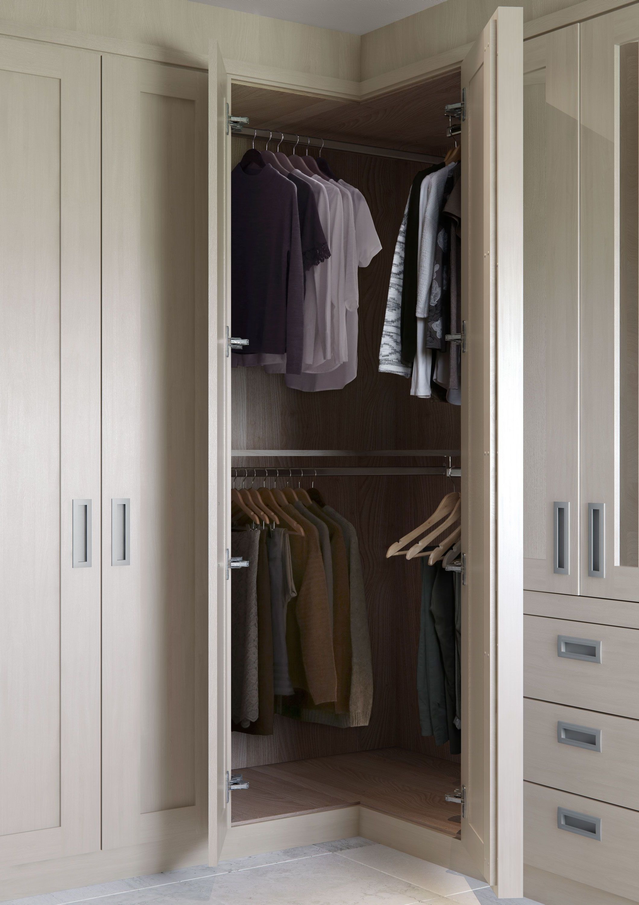 Make The Most Of The Corner Space With This Angled Double Hanging Rail. |  Corner Wardrobe, Corner Wardrobe Closet, Bedroom Built In Wardrobe In Double Hanging Rail Wardrobes (Gallery 2 of 20)