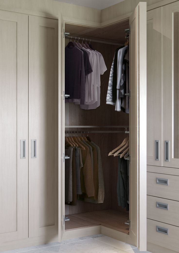 Make The Most Of The Corner Space With This Angled Double Hanging Rail. |  Corner Wardrobe, Corner Wardrobe Closet, Bedroom Built In Wardrobe With Regard To Double Hanging Rail For Wardrobes (Gallery 5 of 20)