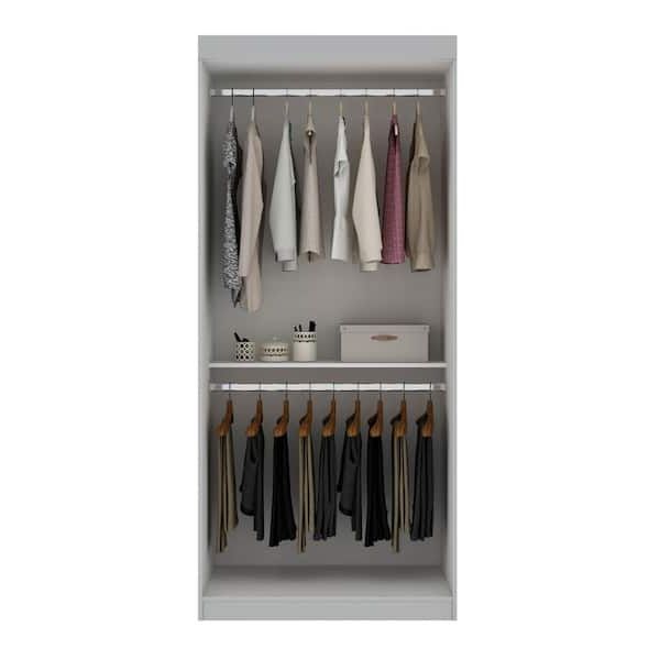 Manhattan Comfort Mulberry White Open Double Hanging Wardrobe Armoire (81.3  In. H X 35.98 In. W X 21.65 In. D) 161gmc1 – The Home Depot Regarding Wardrobes With Double Hanging Rail (Gallery 8 of 20)