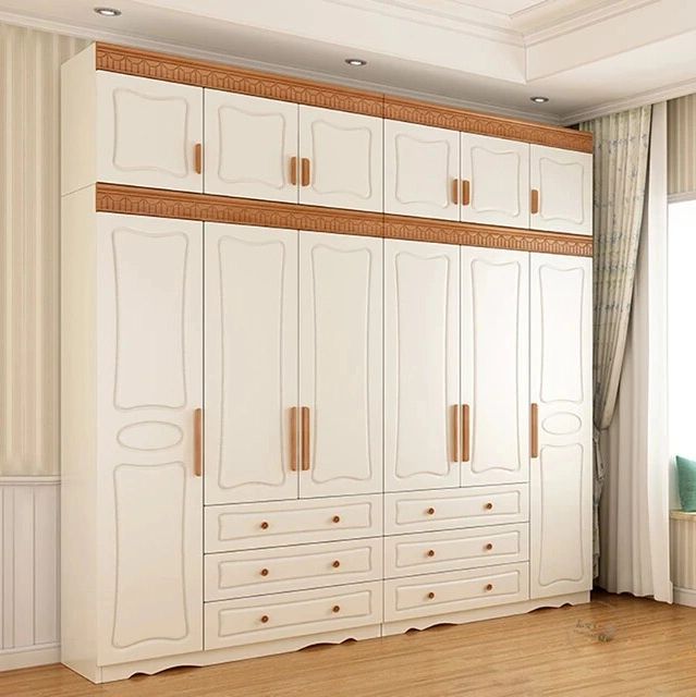 Mediterranean Pastoral Style Home Bedroom Furniture Two Three Four Five Six  Door White Wardrobe With Top Cabinet – Aliexpress Within 6 Door Wardrobes Bedroom Furniture (Gallery 18 of 20)