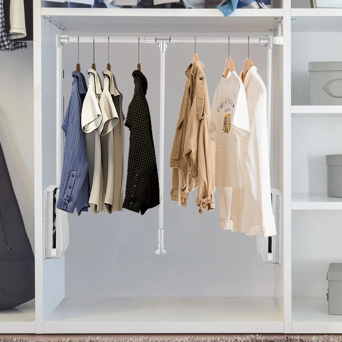 Metal Closet System Wardrobe Organizer Home Garment Rack Clothes Shelf  Silver Us | Ebay Throughout Silver Metal Wardrobes (Gallery 8 of 20)