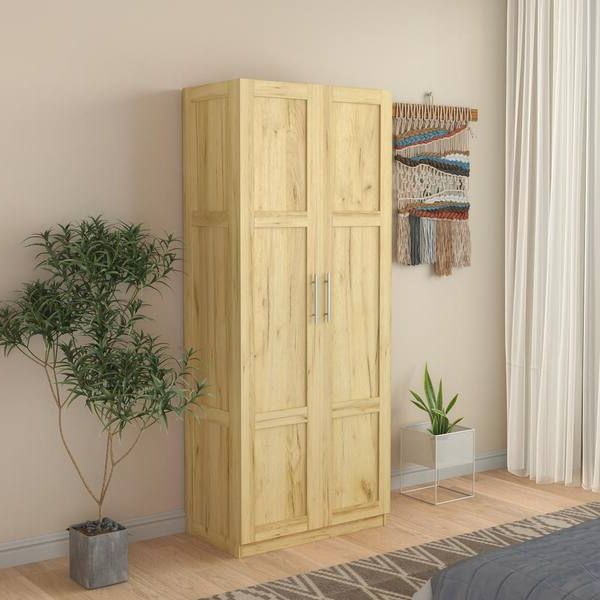 Mieres Oak Armoire Wardrobe, 2 Doors Bedroom Storage Cabinet With 3 Shelves  (29.53"w X 15.75" D X 70.87"h) Wyzw331s000751 – The Home Depot Inside Oak Wardrobes (Gallery 2 of 20)