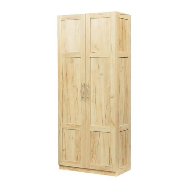 Mieres Oak Armoire Wardrobe, 2 Doors Bedroom Storage Cabinet With 3 Shelves  (29.53"w X 15.75" D X 70.87"h) Wyzw331s000751 – The Home Depot Inside Single Oak Wardrobes With Drawers (Gallery 13 of 20)