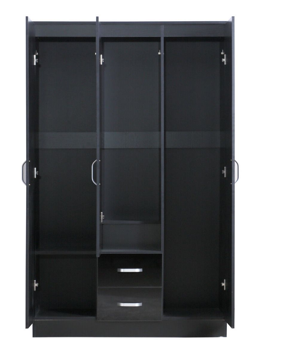 Mirror Xl Black High Gloss 3 Door Wardrobe With 2 Drawers And 1 Mirror |  Ebay Regarding Black Gloss 3 Door Wardrobes (Gallery 4 of 20)