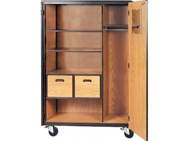 Mobile Wardrobe Storage Closet – 2 Shelves, 2 Drawers, 66"h Irw 1086 Cl,  Wooden Storage Cabinets Pertaining To Mobile Wardrobes Cabinets (Gallery 1 of 20)