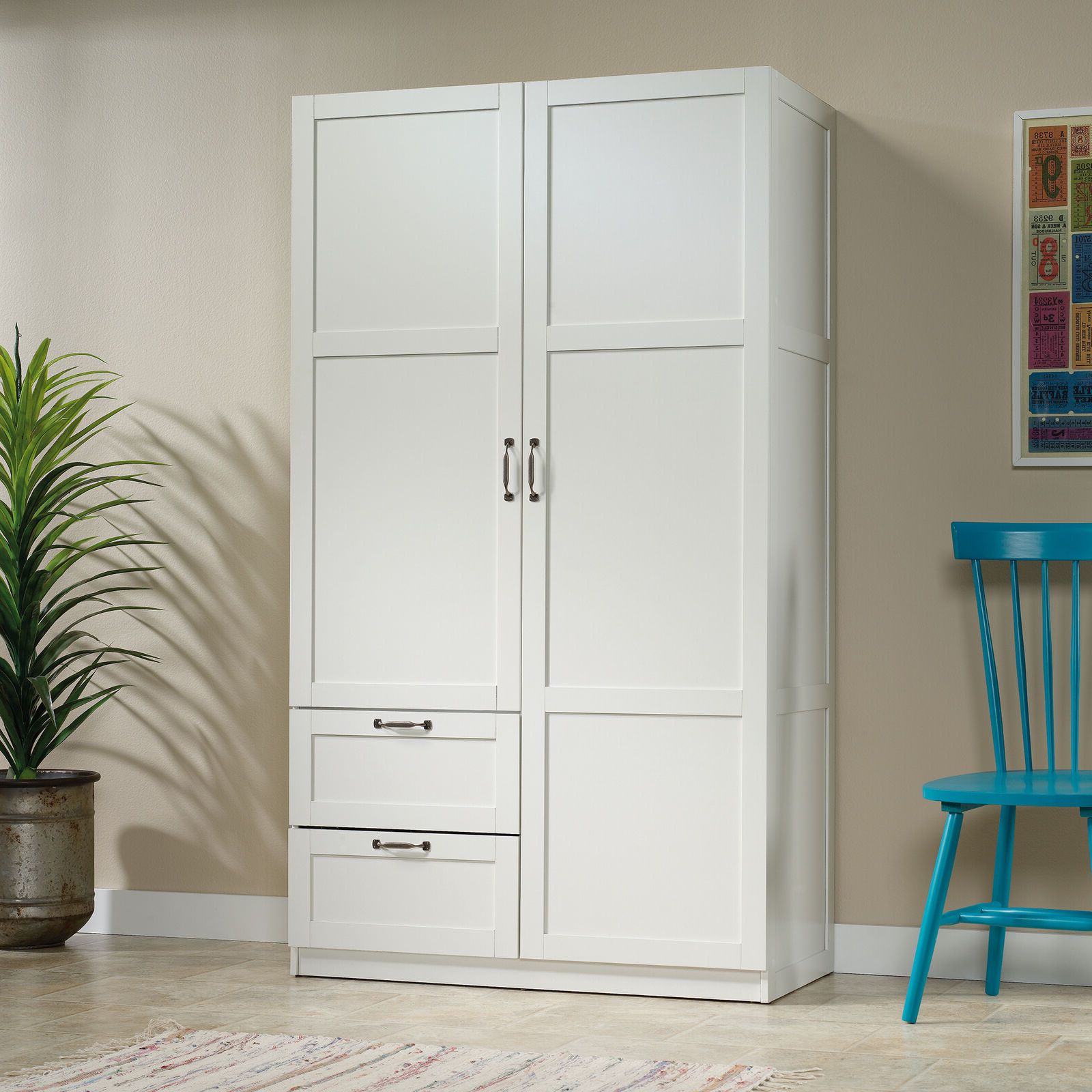 Modern 2 Door Wardrobe W/ Drawers Bedroom Armoire Clothes Storage Cabinet  White | Ebay Pertaining To Garment Cabinet Wardrobes (Gallery 20 of 20)