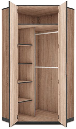 Modern Classy Oak Effect 2 Door Corner Robe – Online Outlet Intended For 2 Door Corner Wardrobes (Gallery 8 of 20)