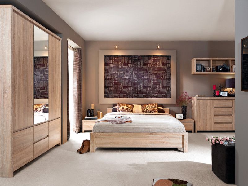 Modern Double Bedroom Furniture Set; Bed Frame, Bedsides, Triple Wardrobe,  Chest Of Drawers Sonoma Oak | Impact Furniture Intended For Wardrobes Sets (View 18 of 21)