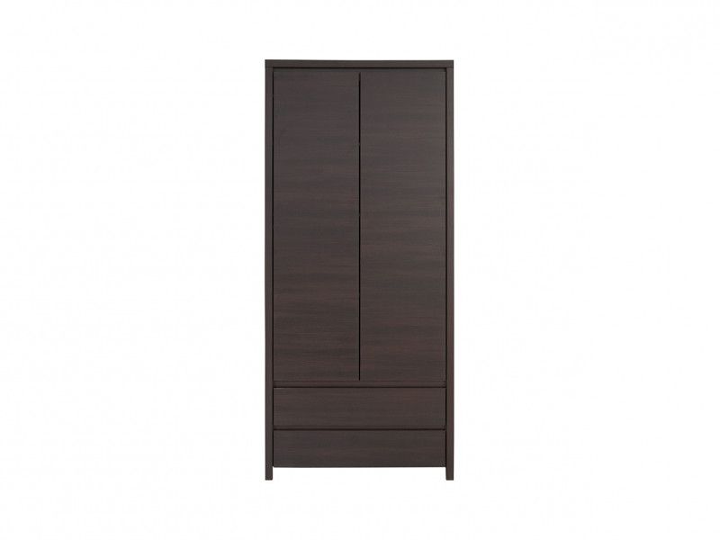 Modern Double Wardrobe Storage Cabinet Unit 2 Door Hanging Rail Wenge Dark  Wood | Impact Furniture In Dark Wood Wardrobes With Drawers (View 2 of 20)