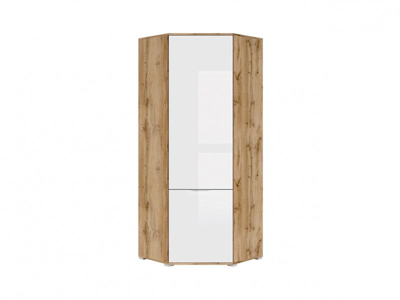 Modern Free Standing Single Corner Wardrobe Unit White Gloss/oak | Impact  Furniture Pertaining To White Corner Wardrobes Units (Gallery 17 of 20)