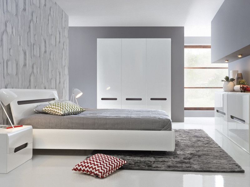 Modern White High Gloss European King Size Bedroom Furniture Set Bed Frame  Wardrobe Sideboard Bedsides | Impact Furniture Pertaining To White Gloss Wardrobes Sets (View 4 of 20)