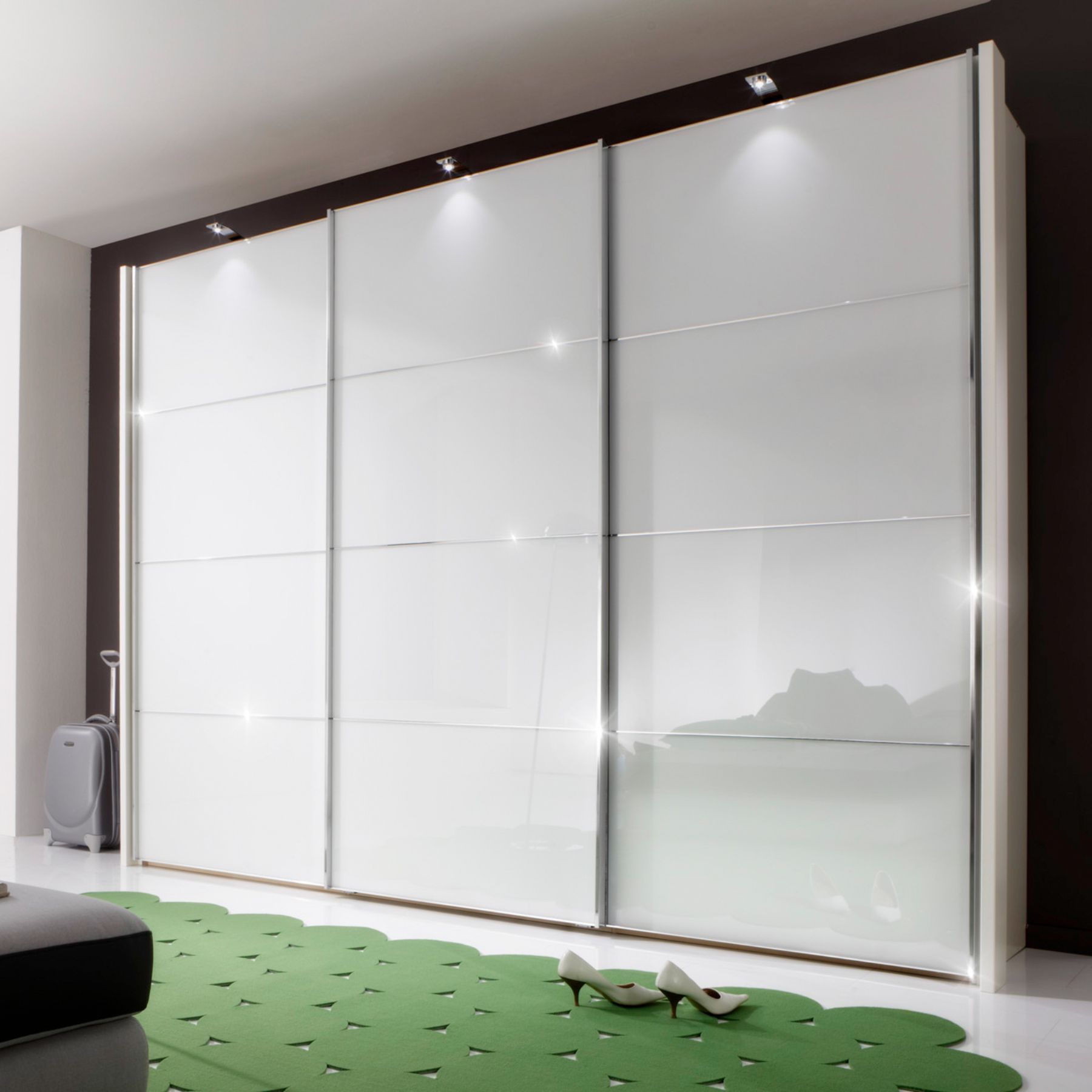 Monroe – 3 White Gloss Doors – 3 Door Sliding Wardrobe (8 Variables Sizes)  – Semi Fitted Wardrobes – Progressive Furnishings Inside White Gloss Sliding Wardrobes (Gallery 1 of 20)