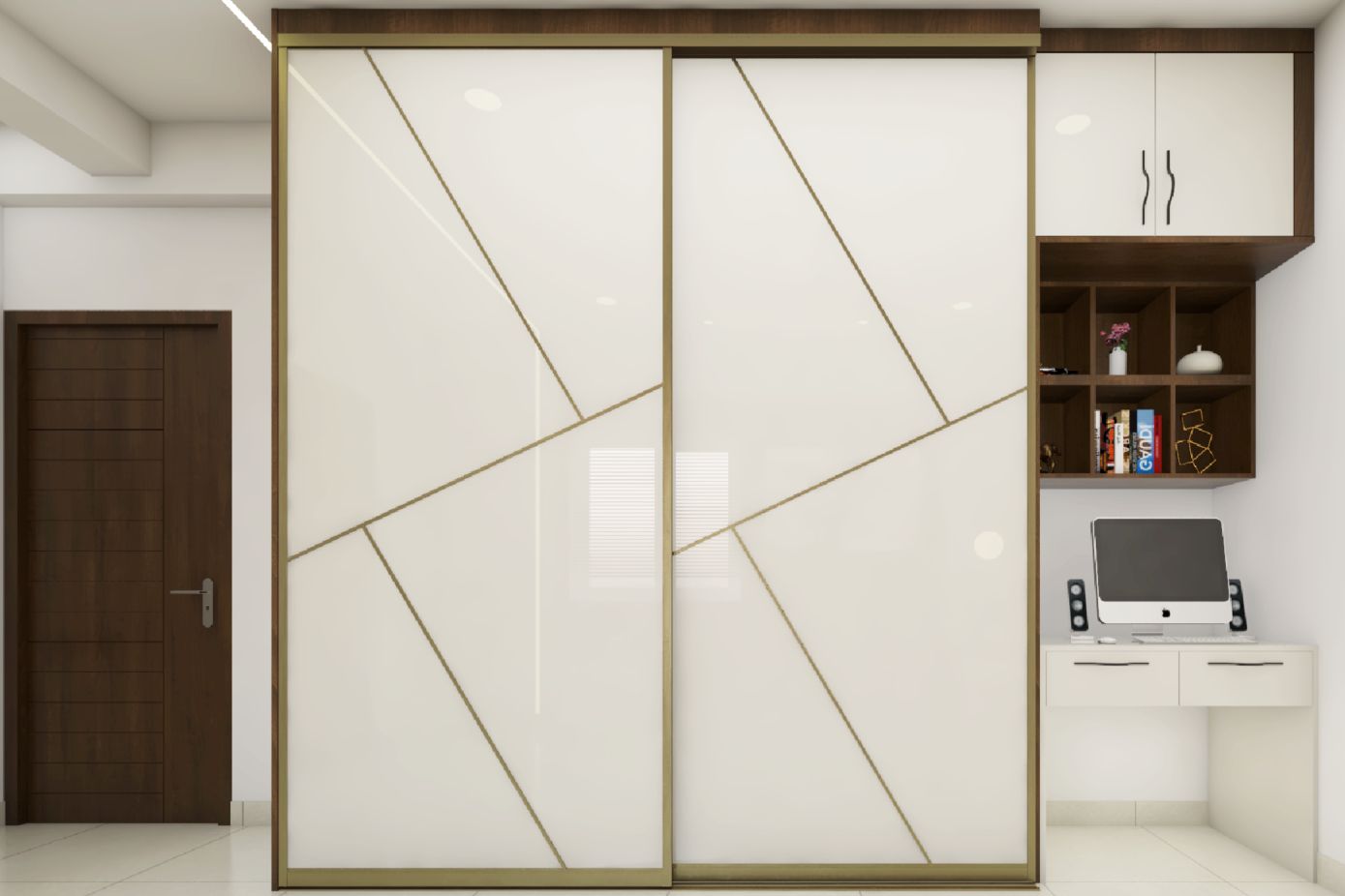 Multifunctional Glossy Sliding Wardrobe For Trendy Look – Livspace In Glossy Wardrobes (Gallery 9 of 20)
