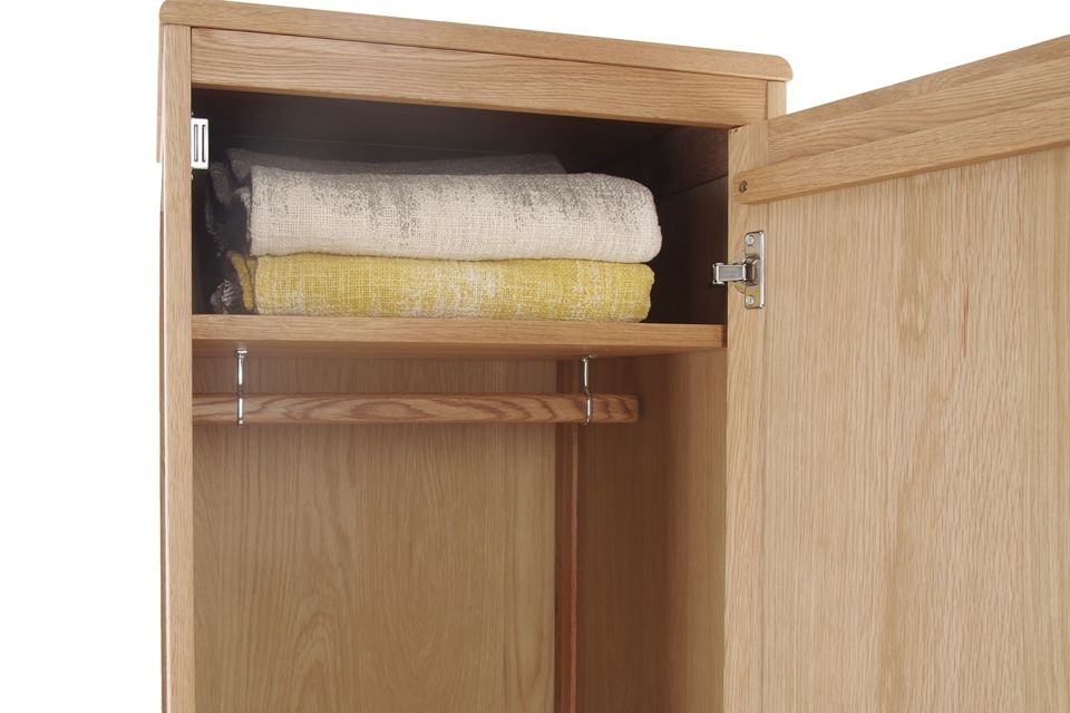 Narrow Oak Wardrobe For Small Spaces | Futon Company Inside Double Rail Oak Wardrobes (View 17 of 20)