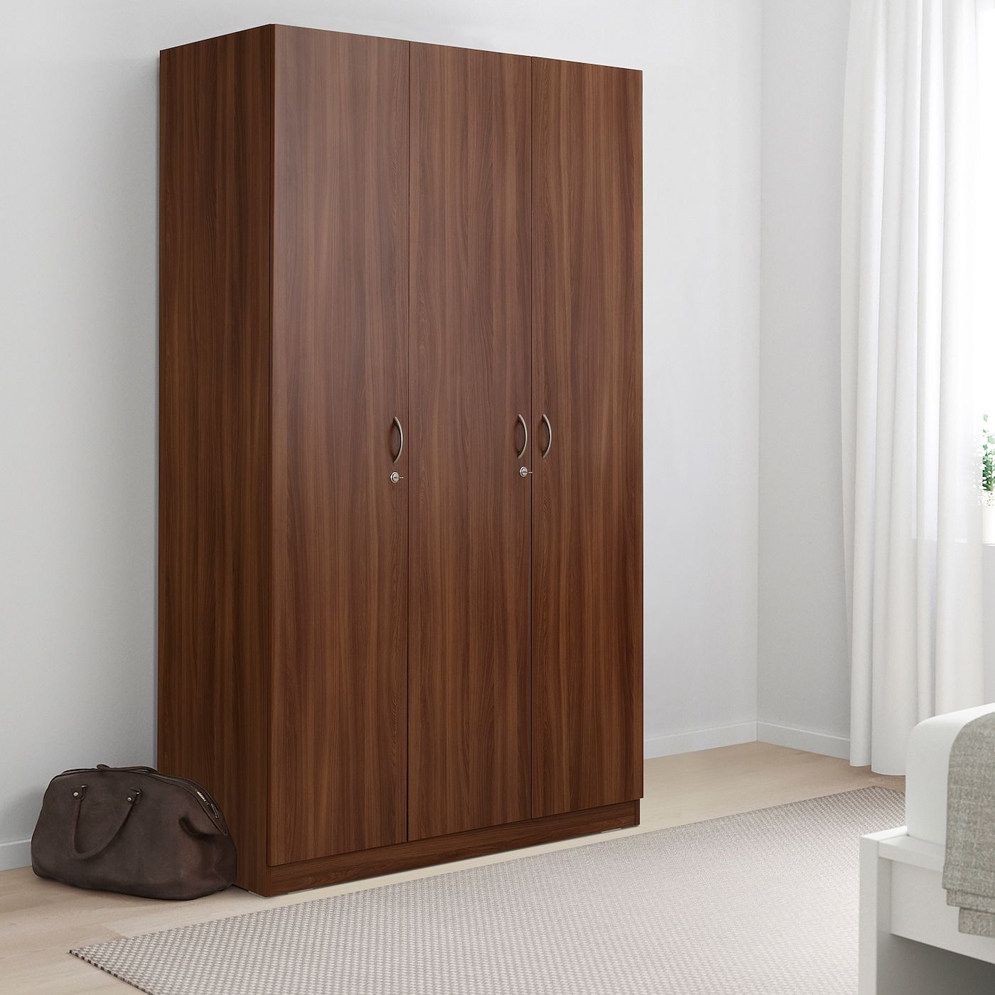 Nodeland Wardrobe With 3 Doors, Medium Brown, 120x52x202 Cm  (471/4x203/8x791/2") – Ikea For Cheap 3 Door Wardrobes (View 8 of 20)