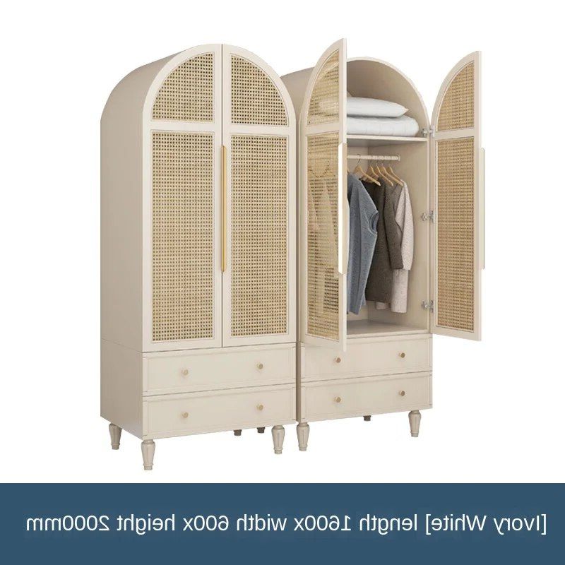 Nordic Small Bedroom, Japanese Style Rattan Double Door Combination Wardrobe  – Aliexpress With Regard To White Rattan Wardrobes (View 15 of 20)