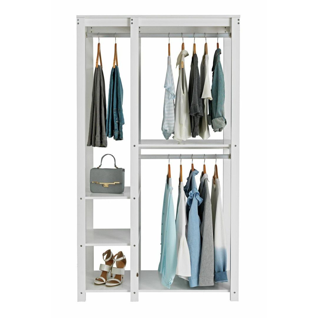 Open Decorative Wardrobe Unit – White | Jd Furniture With Argos Double Rail Wardrobes (View 14 of 20)
