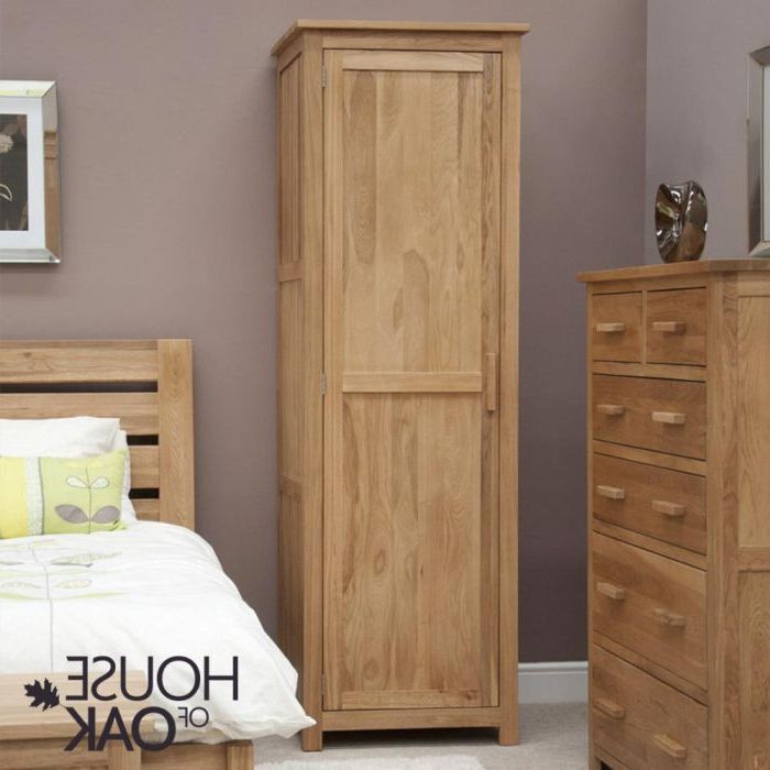 Opus Solid Oak Single Wardrobe | House Of Oak In Single Wardrobes With Drawers And Shelves (Gallery 11 of 20)