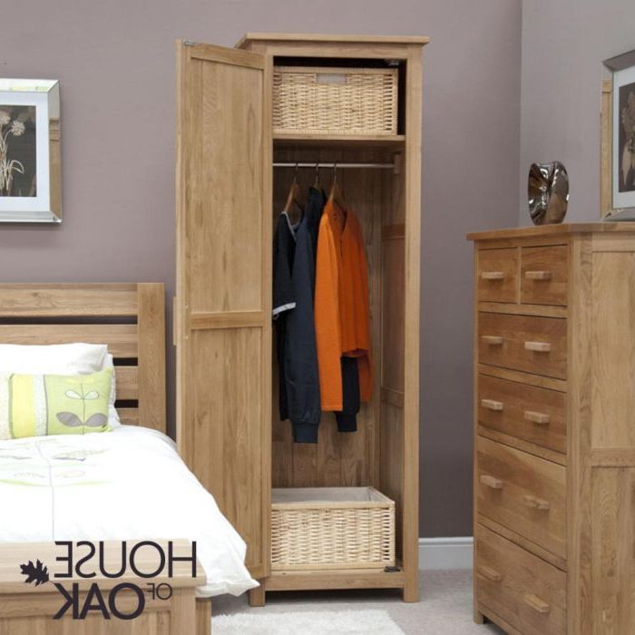 Opus Solid Oak Single Wardrobe | House Of Oak Throughout Single Wardrobes With Drawers And Shelves (View 6 of 20)