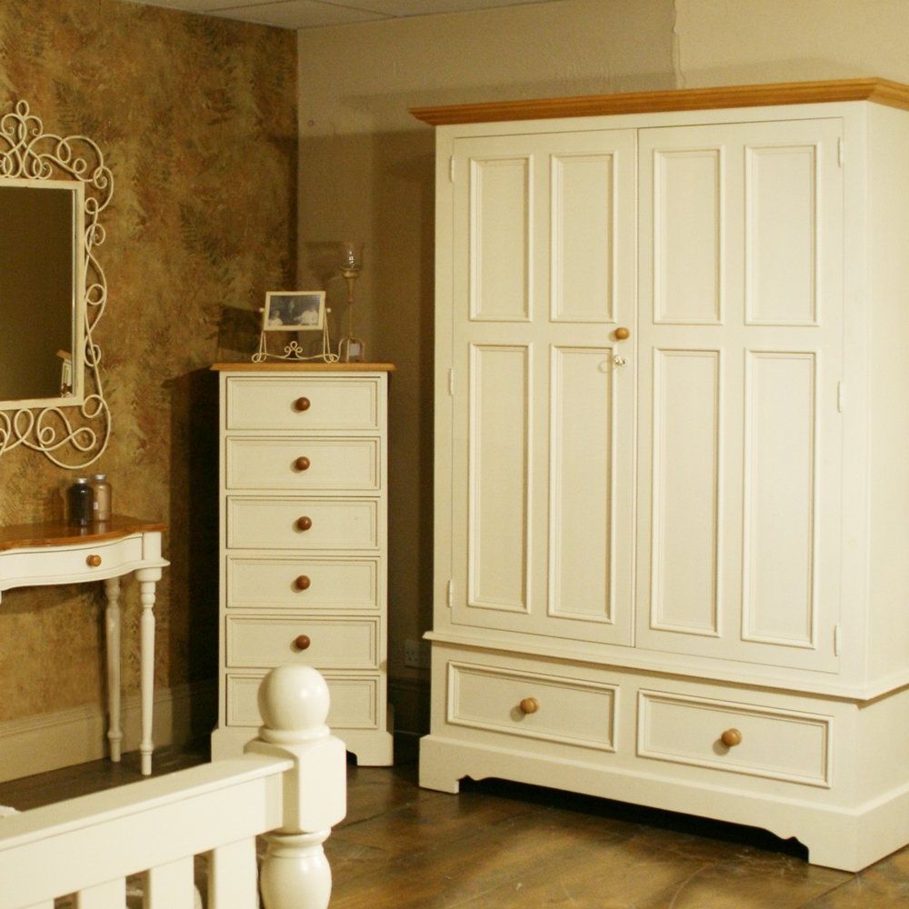Painted Shabby Chic Double Wardrobe | Distressed Home Furniture Regarding Shabby Chic Wardrobes (View 14 of 20)