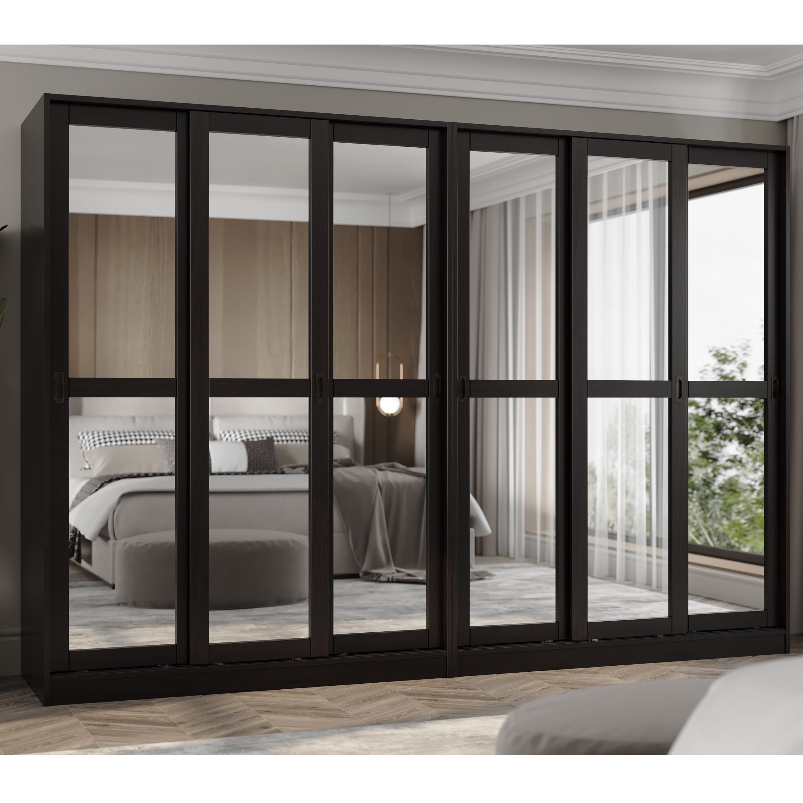 Palace Imports 100% Solid Wood Wall Closet System Of Wardrobe Armoires With  Mirrored, Louvered Or Raised Panel Sliding Doors – On Sale – Bed Bath &  Beyond – 20000829 With Solid Wood Fitted Wardrobes Doors (View 12 of 20)